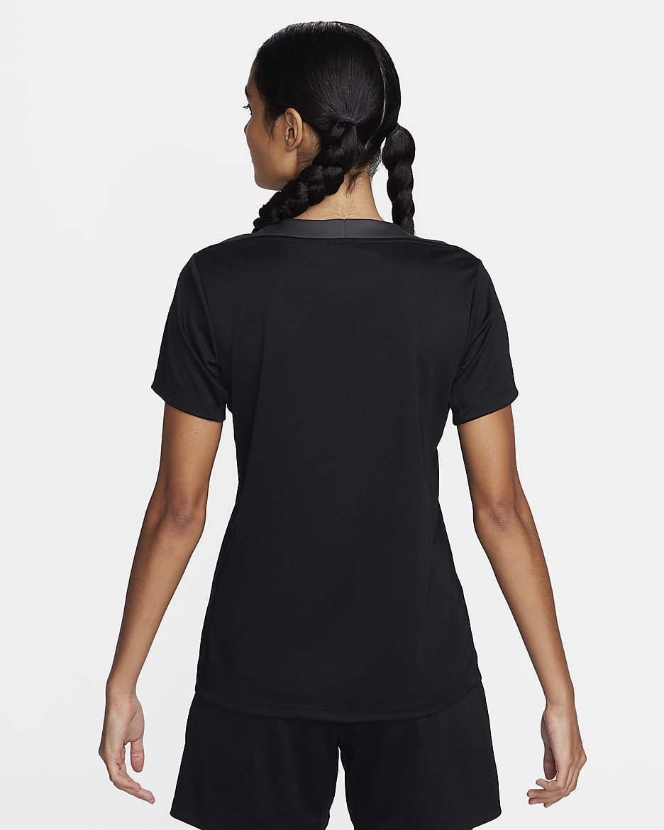 Nike Strike Women s Dri FIT Short Sleeve Football Top Black Polyester 50 Recycled Polyester